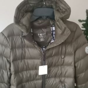 DKNY Olive Green Down Size XS Coat